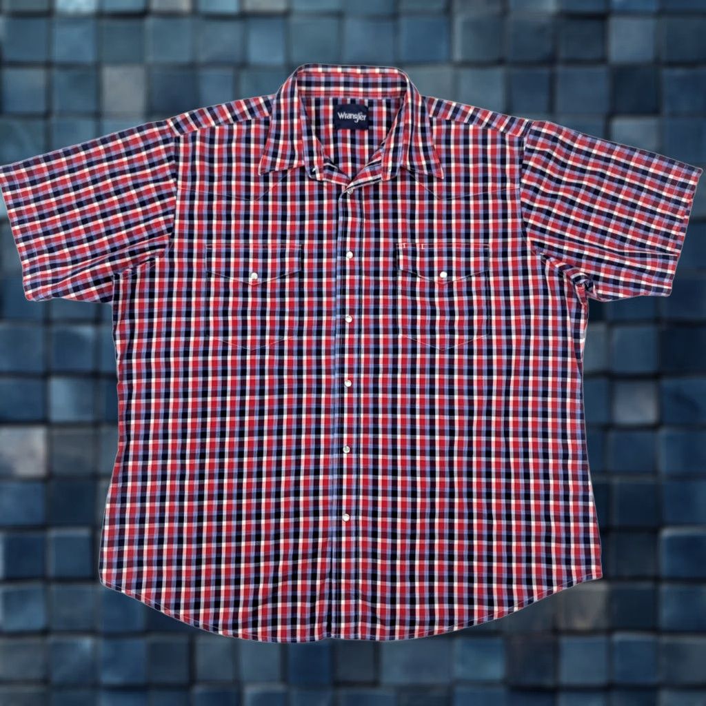 Wrangler VINTAGE Wrangler Western Pearl Snap Button Shirt Men 2XL Red Plaid Short Sleeve Cowboy Western Size US XXL / EU 58 / 5 - 1 Thumbnail