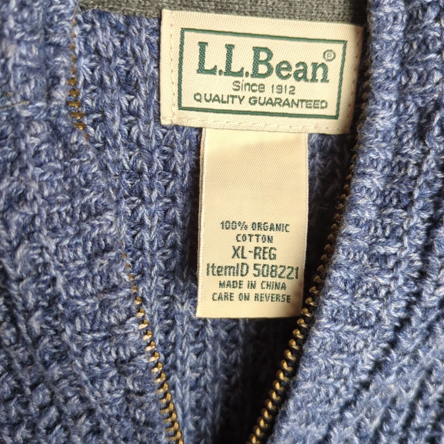 Vintage VINTAGE LL Bean Sweater Jacket Mens XL Blue Waffle-Knit Full Zip Mock Neck Heavy Size US XL / EU 56 / 4 - 3 Thumbnail