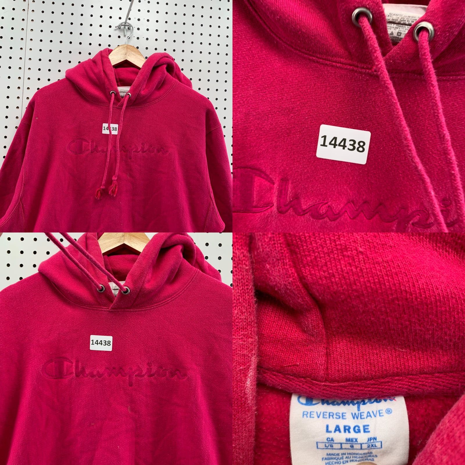 Champion Champion Hoodie Mens Large Pink Tonal Spell Out Reverse Weave Hooded Sweatshirt 90s Logo Size US L / EU 52-54 / 3 - 9 Thumbnail