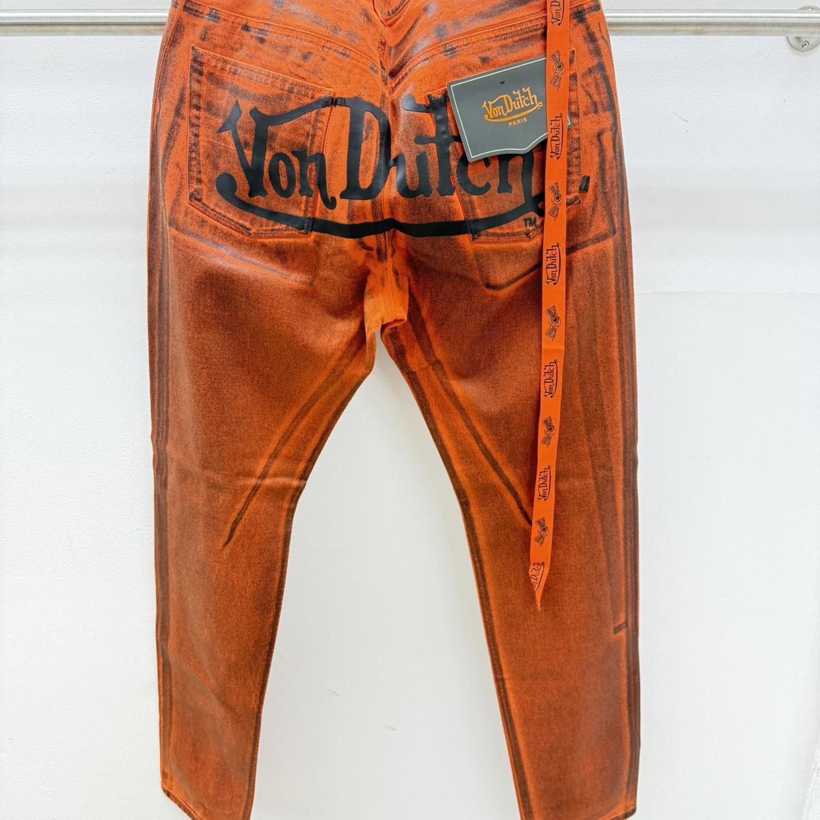 Von Dutch Von Dutch Paris Men’s Jeans W34 L34 Orange Denim Size US 34 / EU 50 - 2 Thumbnail