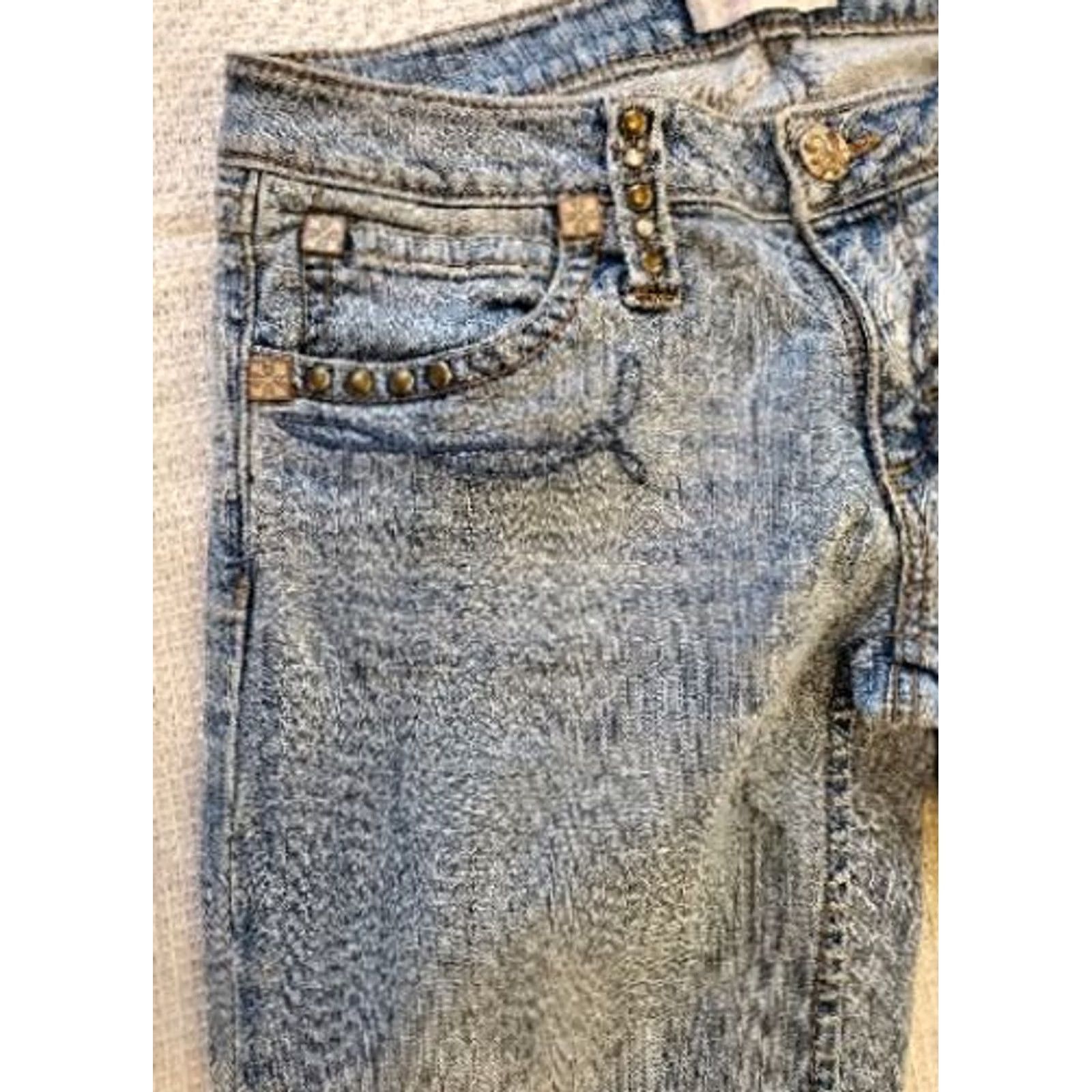 Wrangler VINTAGE Wrangler Jeans Womens 5 Pocket Light Blue Low Rise Slim 30in Embroidered Studded Rhinestone Y2K Houston 2000s Shirt? Size 27" / US 4 / IT 40 - 3 Thumbnail
