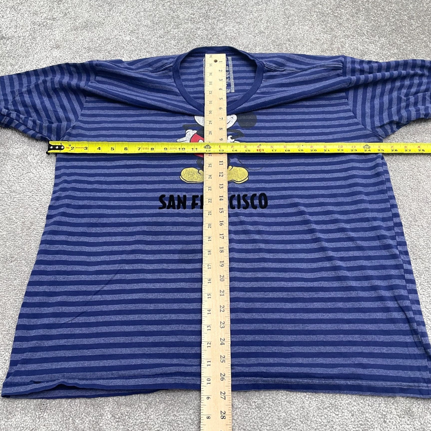 Disney Disney Mickey Mouse Vintage T-Shirt Mens XXL Blue Striped Crew Neck Casual Tee Size US XXL / EU 58 / 5 - 7 Thumbnail