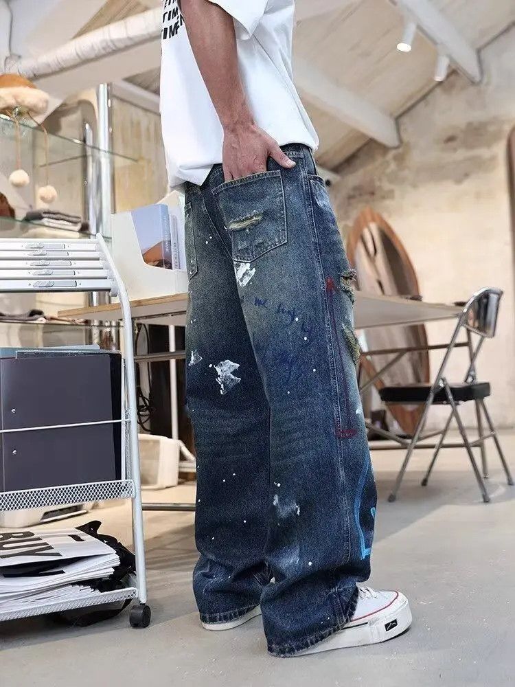 Japanese Brand Retro loose graffiti painted ripped jeans Size US 32 / EU 48 - 5 Thumbnail