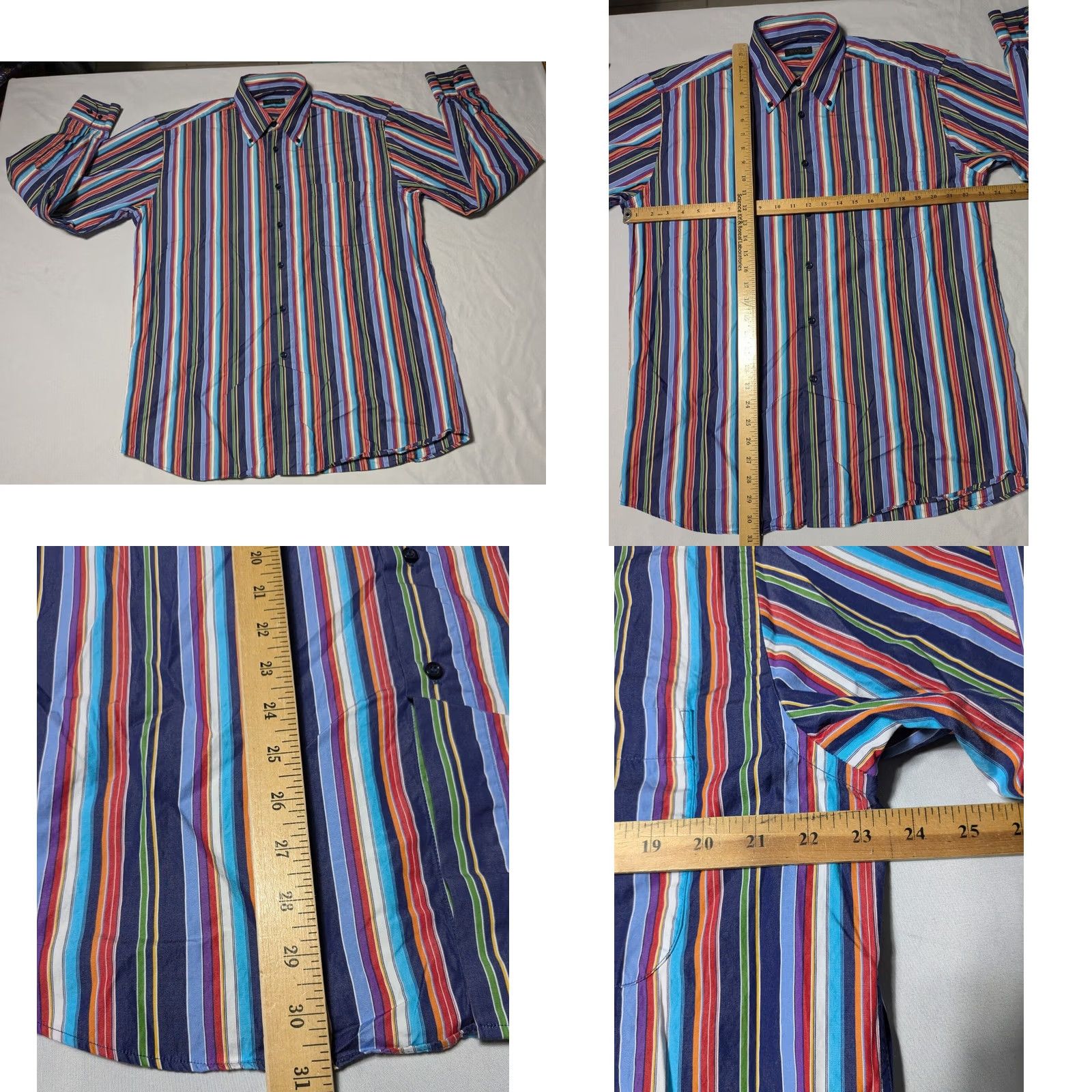 Vintage ST. CROIX Men L Blue Multi Striped Cotton Button-Up Shirt Made In Italy Size US L / EU 52-54 / 3 - 8 Thumbnail