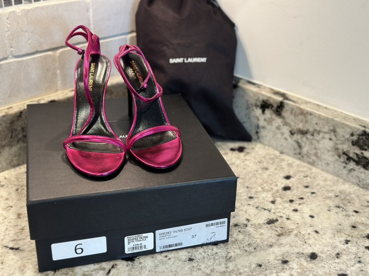 Yves Saint Laurent YSL metal fuxia (metallic pink) heels Yves Saint