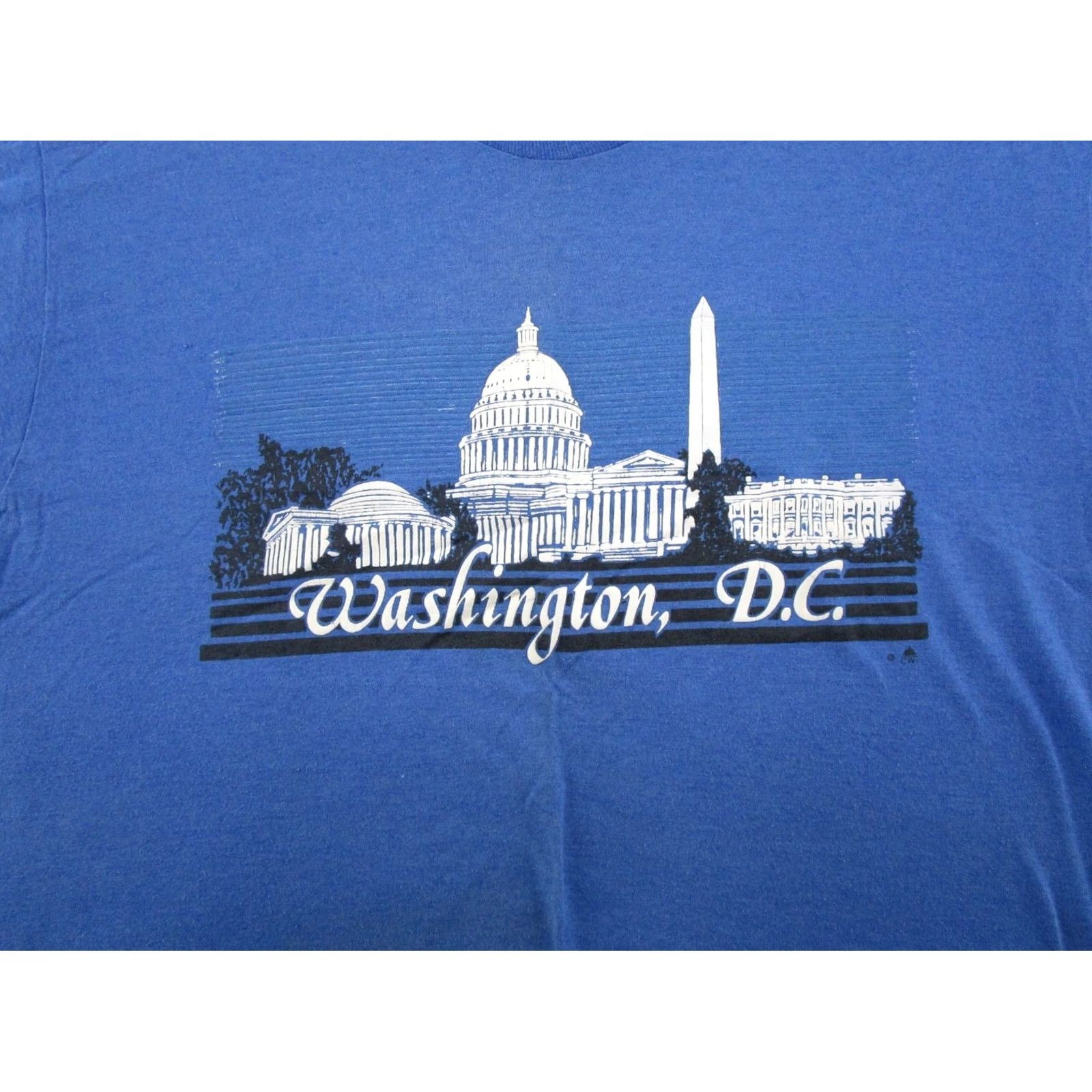 Vintage Washington DC 80s Single Stitch Graphic White House Shirt Mens Size 2XL T-Shirt Blue Cotton Screen Stars Vintage Size US XXL / EU 58 / 5 - 2 Thumbnail
