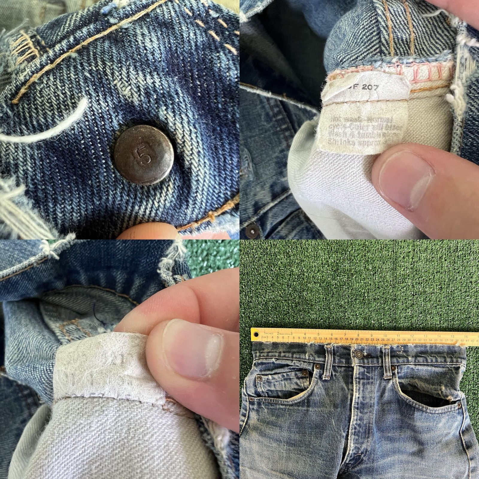 Levi's VINTAGE Levi's 505 Jeans Mens 32x34 Blue Denim Regular Straight USA 70s Talon Repairs Single Stitch #5 Button Short Description? Size US 32 / EU 48 - 10 Thumbnail