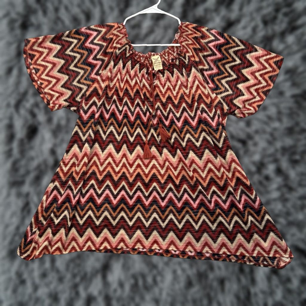 Faded Glory VINTAGE Faded Glory Blouse Plus 3X Retro 70s Chevron Stripe Southwestern Groovy Boho Hippie Womens Size XXL / US 16-18 / IT 52-54 - 1 Thumbnail