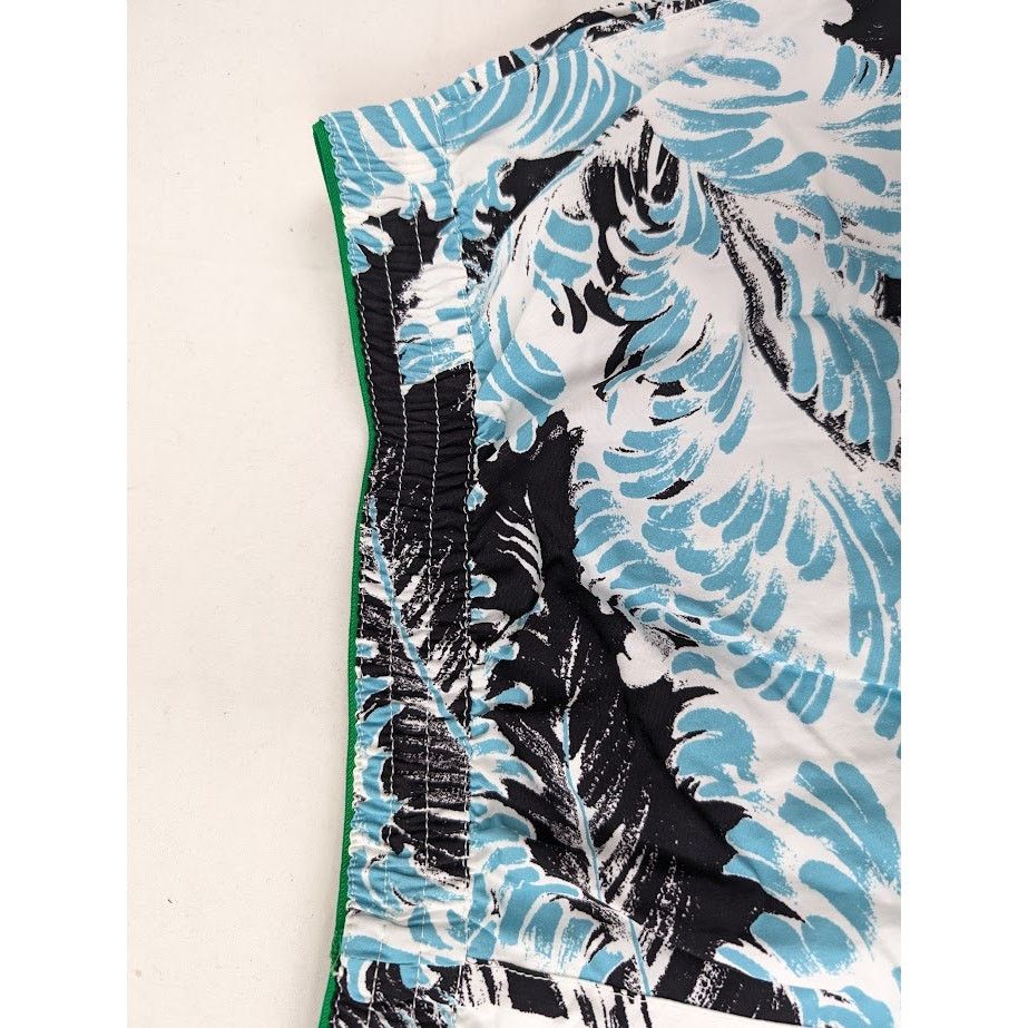 Bottega Veneta o1rshd1 Nylon Printed Feathers Swim Long Boxer in Black/Turq Size US 34 / EU 50 - 15 Thumbnail
