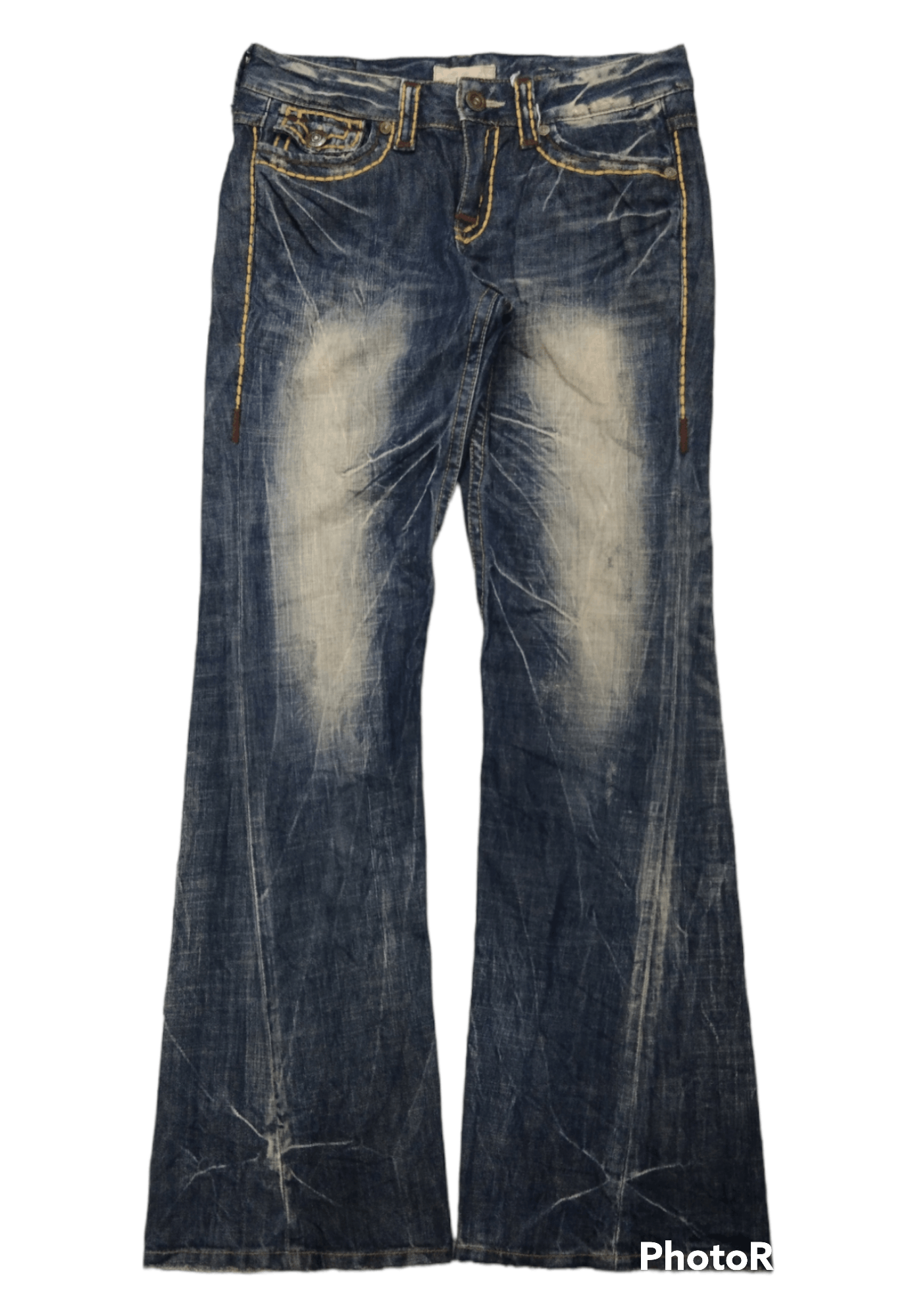 image of Distressed Denim x Hype Flare Twist Lolita Denim Pants in Blue Distressed, Men's (Size 32)
