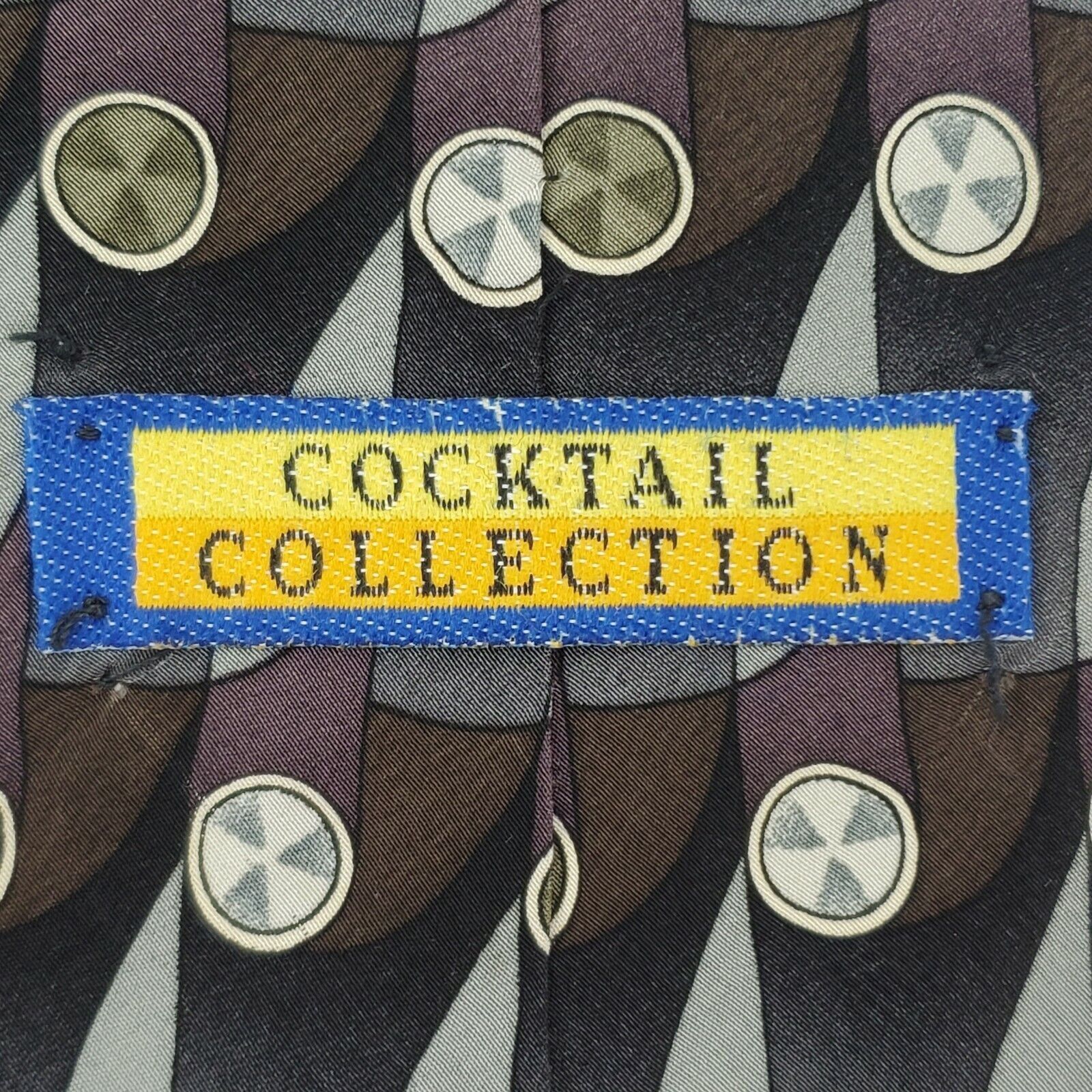 Vintage Cocktail Collection Gray Purple Silk Abstract Geometric Tie Size ONE SIZE - 3 Thumbnail