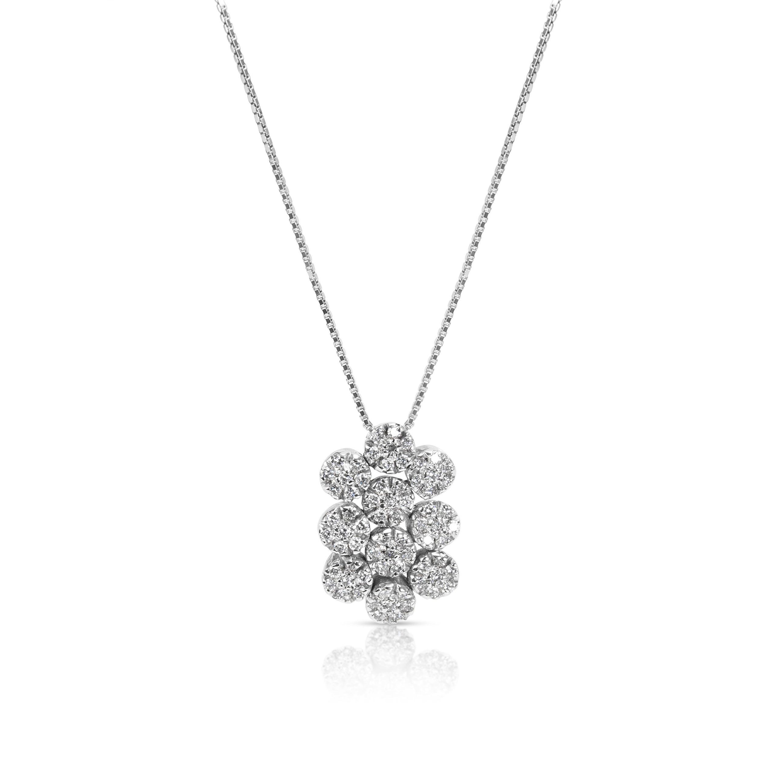 BRAND NEW Diamond Cluster Pendant in 18k White Gold (0.45 CTW)
