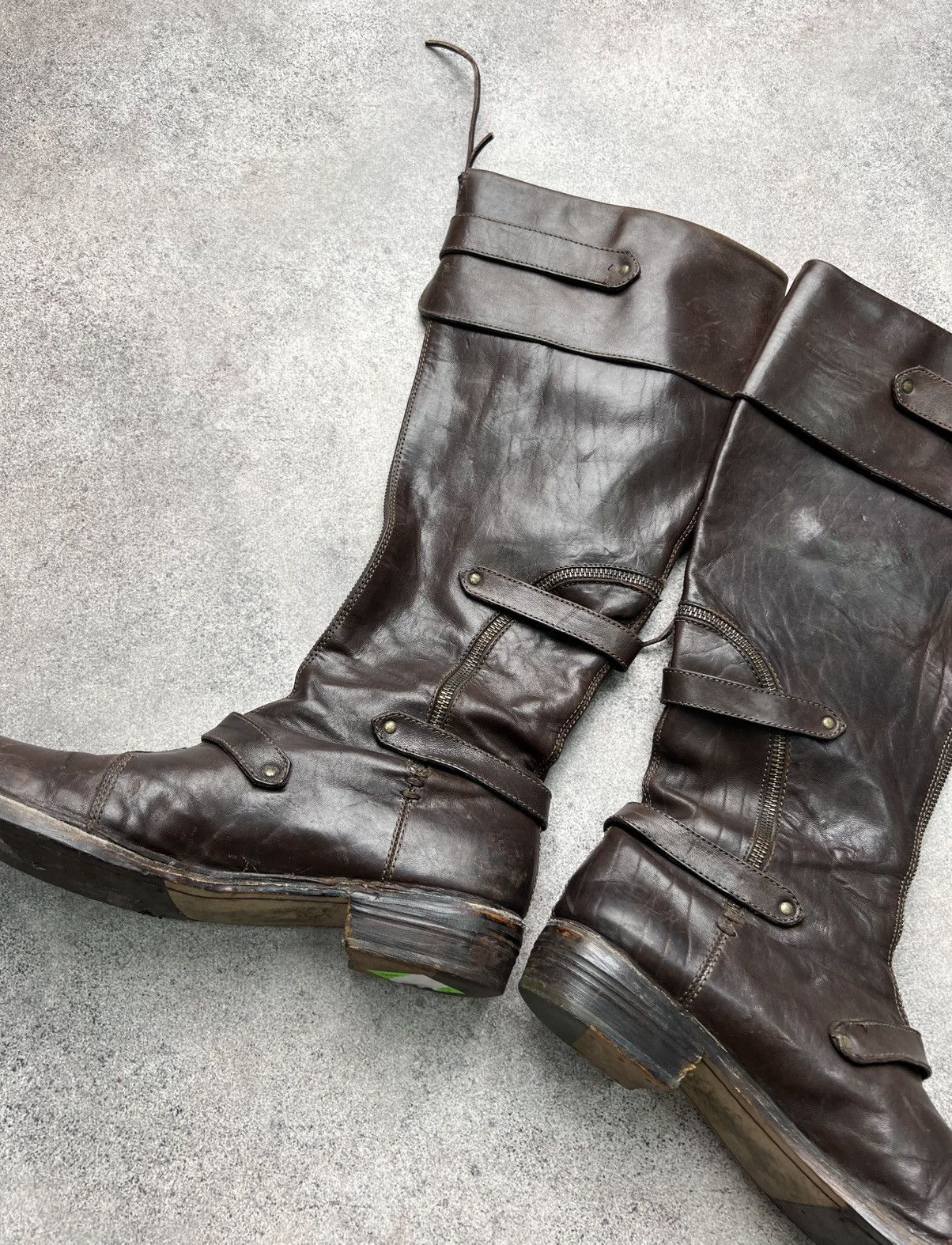 Guidi Vintage italian leather high knee belted boots with zips Size US 10 / IT 40 - 11 Thumbnail