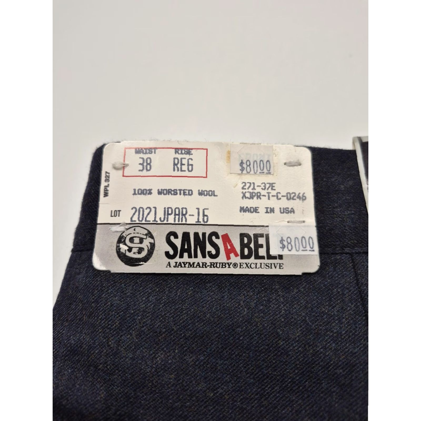 Vintage VTG Sansabelt Dress Pants Mens 38x36 Blue Wool Flat Front Unhemmed USA NWT Size US 38 / EU 54 - 5 Thumbnail