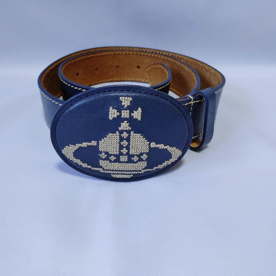 Vivienne Westwood Orb Contrast Stitch Leather Belt Size ONE SIZE - 1 Thumbnail