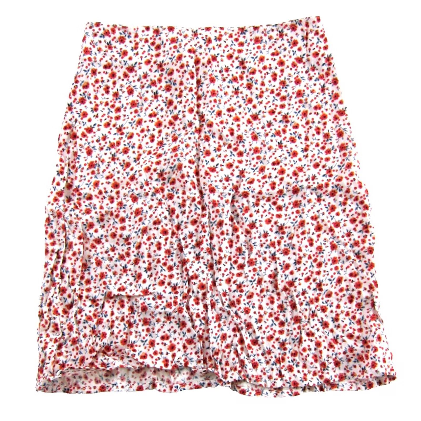 Brandy Melville Brandy Melville Skirt XS 3 Mini Pencil 100% Rayon Orange Pink Green White Women's Short Slit Lined Summer 90s Flower Vintage No Size 26" / US 2 / IT 38 - 2 Thumbnail