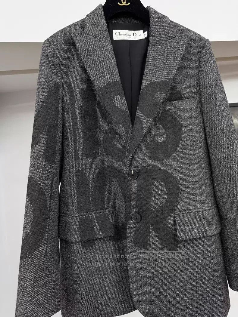 Dior Dior Gray letter suit jacket Size XXS / US 00 / IT 34 - 2 Thumbnail