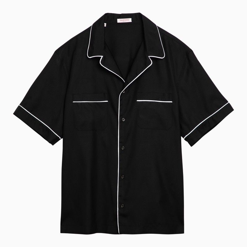 Image of Valentino Black Silk Bowling Shirt, Men's (Size XL)