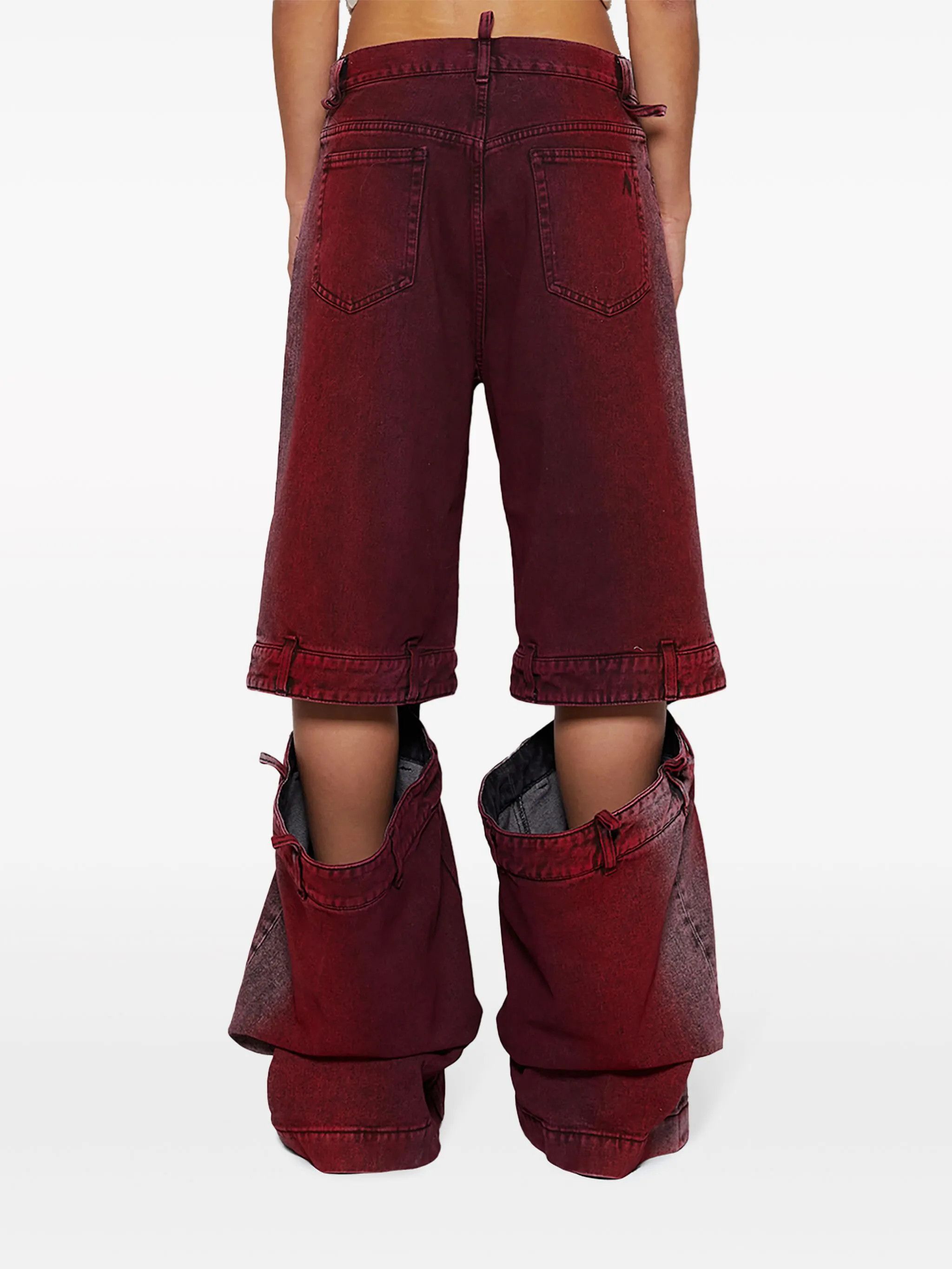The Attico o1mle0526 Cutout Mid Rise Jeans in Red Size 25" / US 0 / IT 36 - 5 Thumbnail