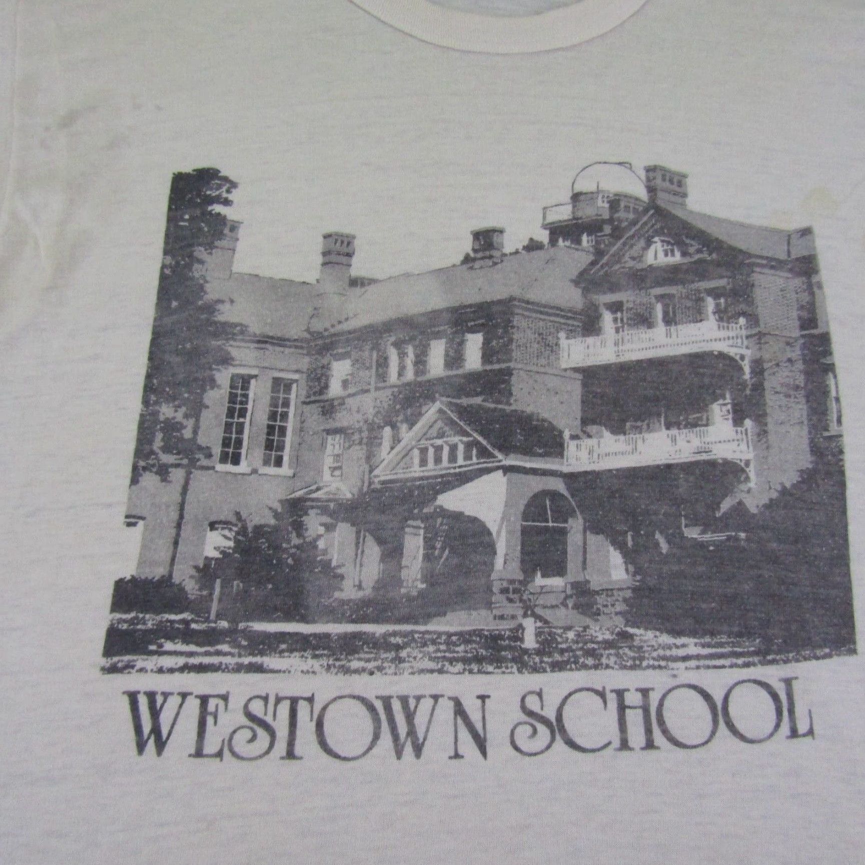 Champion VINTAGE Champion Shirt Men L White Westown School Quaker Single Stitch 70s Team Logo 70s Mens Shirt Size US L / EU 52-54 / 3 - 2 Thumbnail