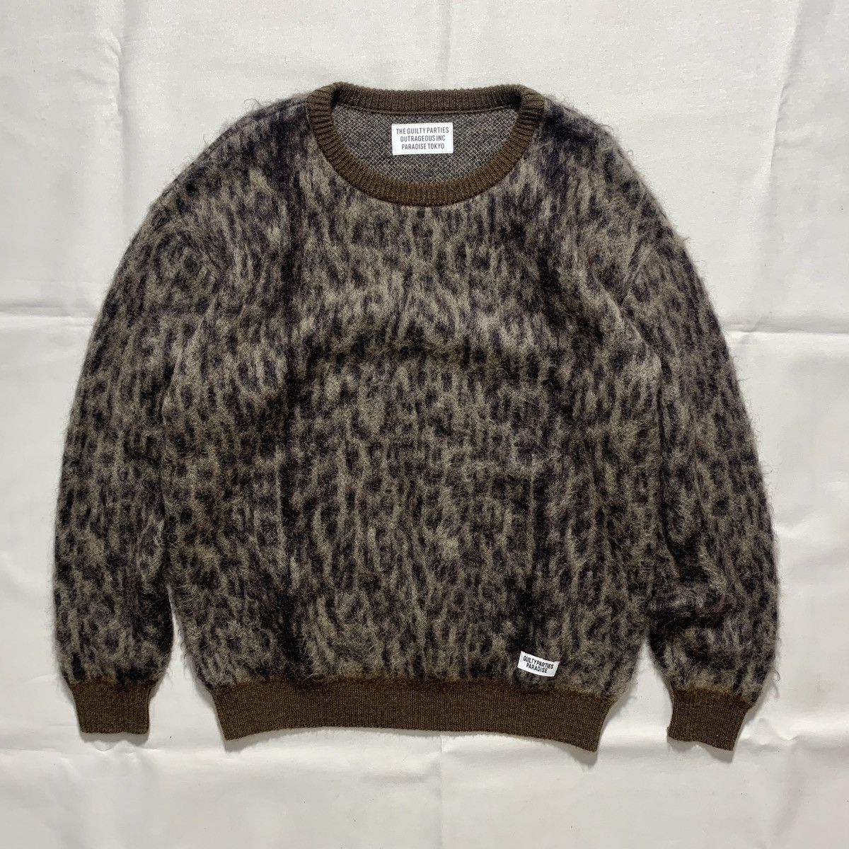 WACKO MARIA LEOPARD MOHAIR CREWNECK
