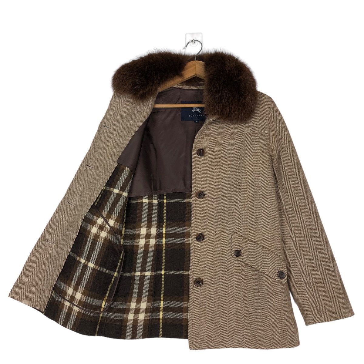 Burberry 🔥Vintage Wool Jacket Burberry Nova Check Mink Fur Collar Size US M / EU 48-50 / 2 - 11 Thumbnail
