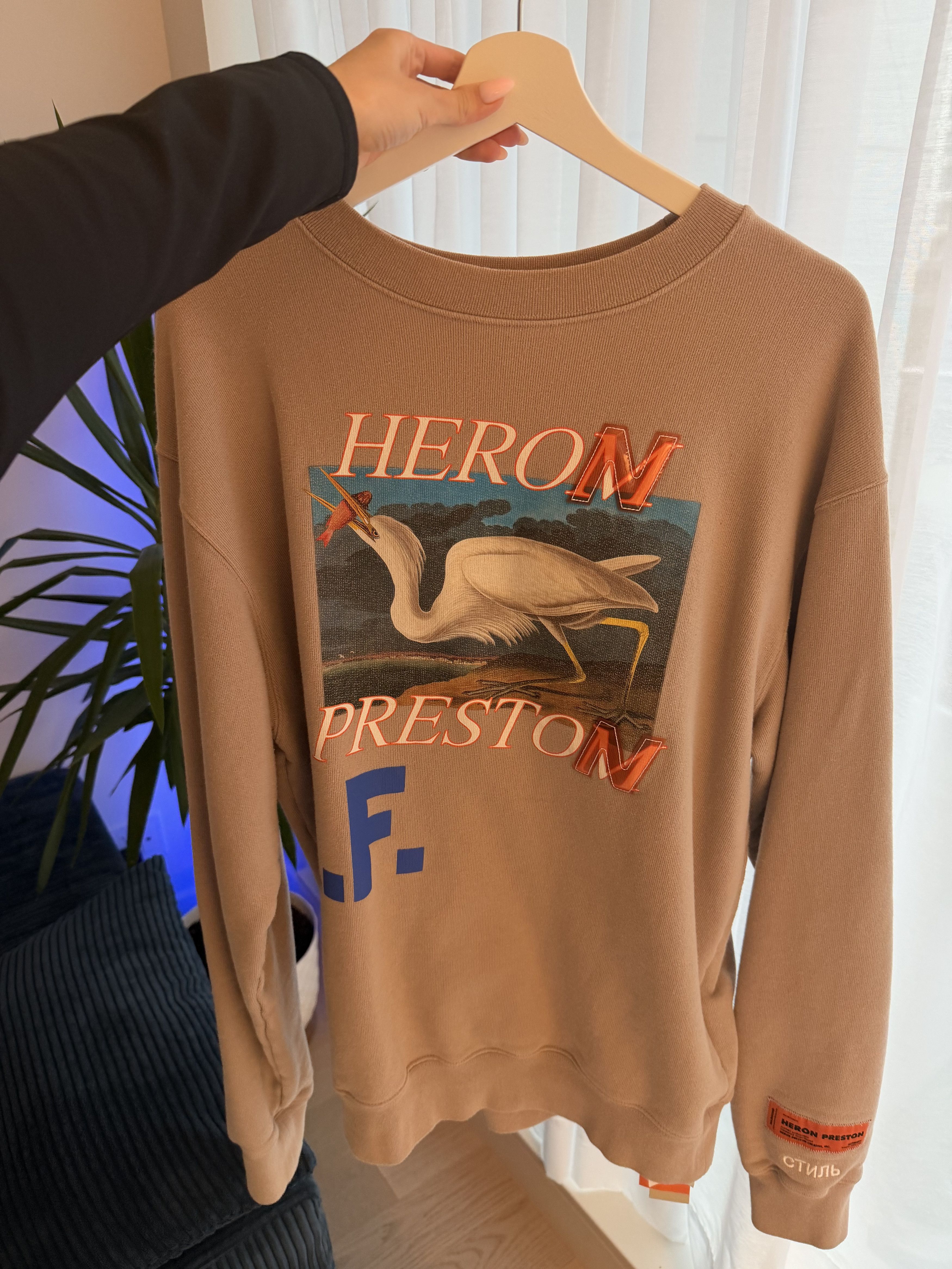 Heron Preston Heron Preston Taupe Heron A.F. Sweatshirt Size US S / EU 44-46 / 1 - 1 Thumbnail