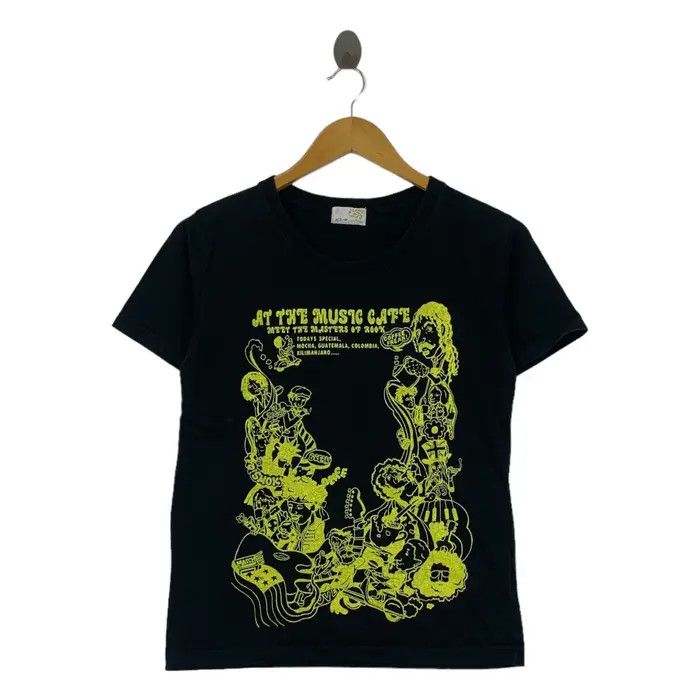 Vintage AT THE MUSIC CAFE Master Of Rock Illustration Tee Shirt Size US XS / EU 42 / 0 - 1 Thumbnail
