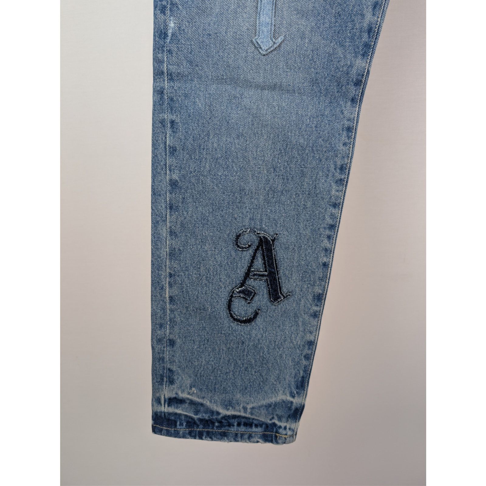 Palm Angels o1rshd1 LW Logo Denim Patches Regular Fit Jeans Light Blue Size US 30 / EU 46 - 8 Thumbnail