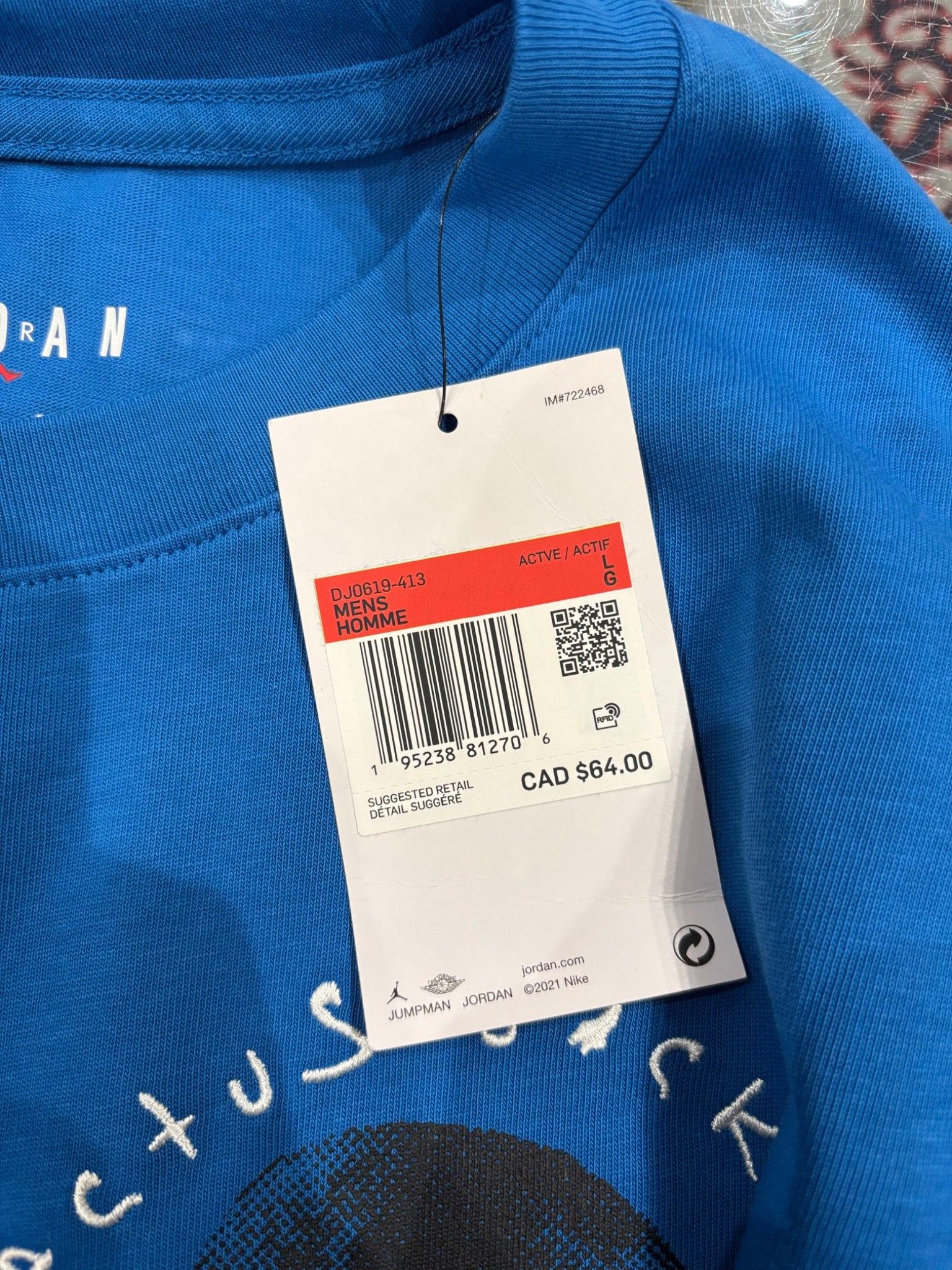 Travis Scott Travis Scott x Jordan x Fragment T-shirt Blue Size US L / EU 52-54 / 3 - 4 Thumbnail