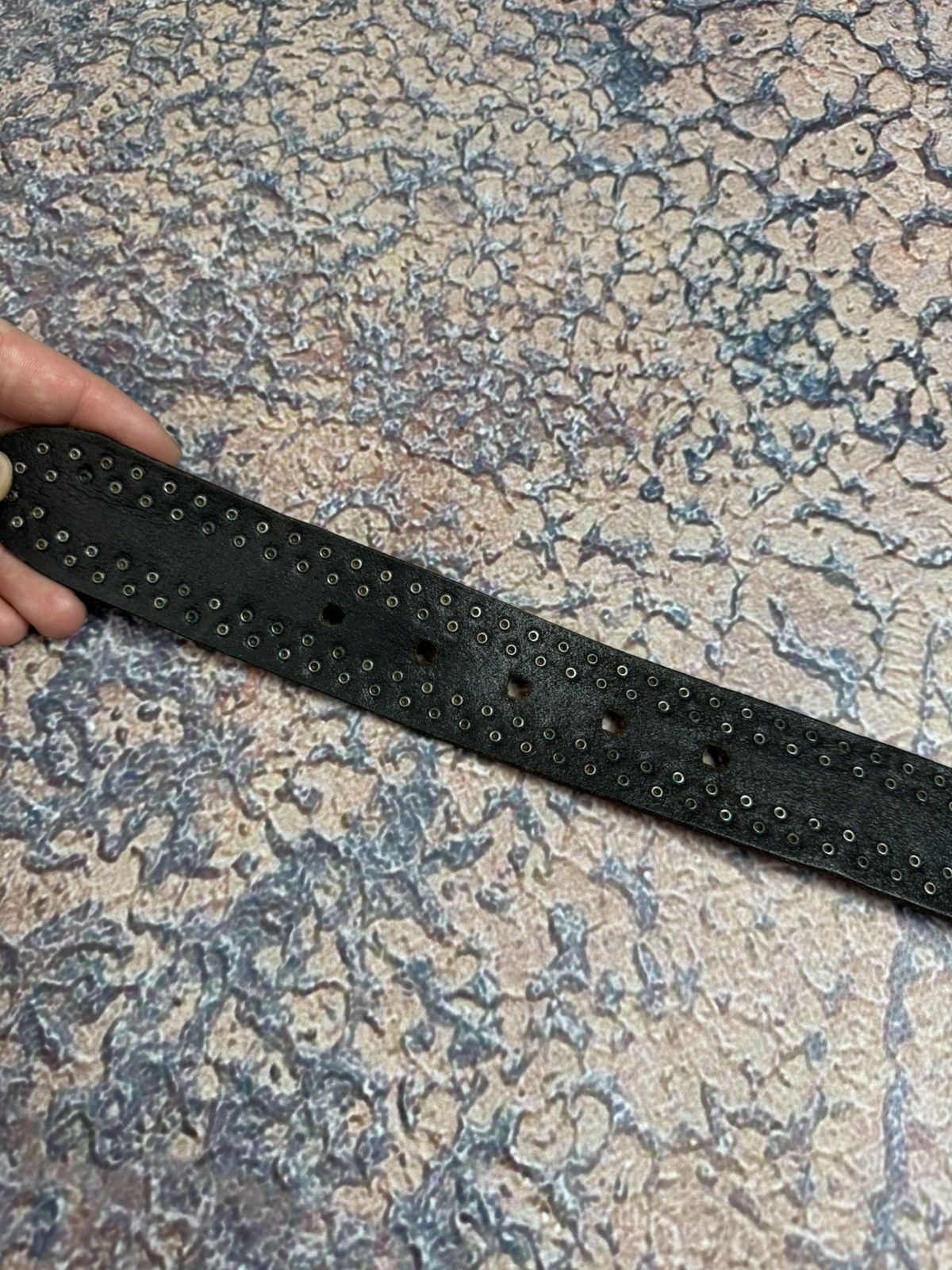 Japanese Brand Black Punk Metal Pin Heavy Leather Gothic Avantgarde Belt Size ONE SIZE - 5 Thumbnail