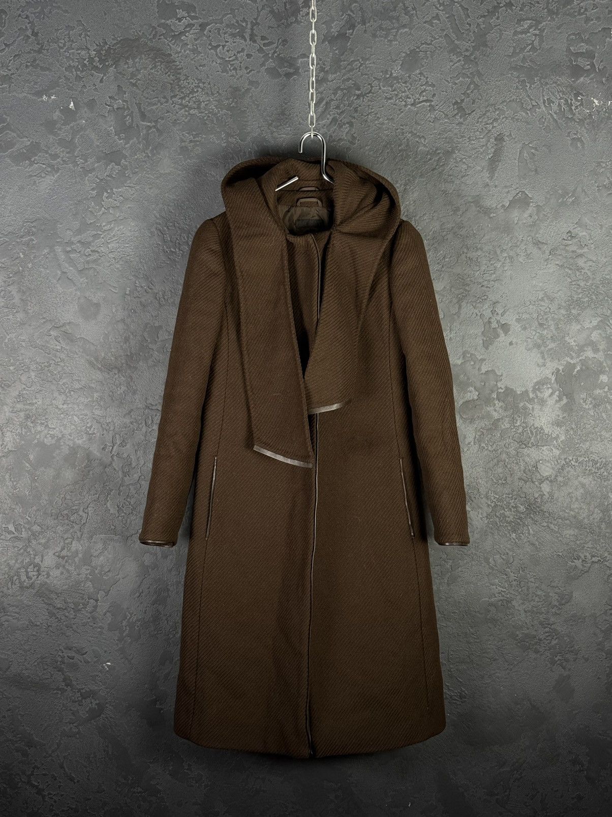 Prada Prada Women’s Hooded Brown Wool Long Coat Size S Size S / US 4 / IT 40 - 6 Thumbnail