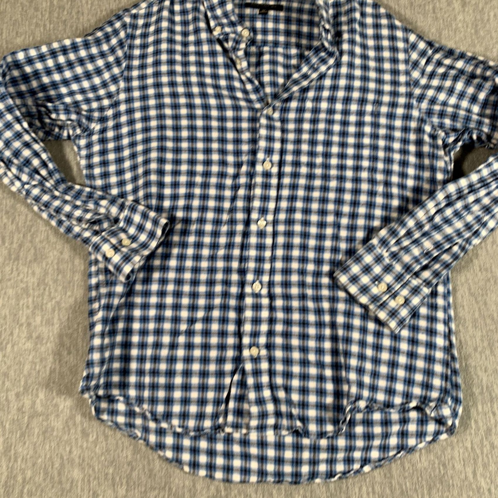 Banana Republic VINTAGE? No. Banana Republic Shirt Mens Medium Blue Check Linen Long Sleeve Button Down Size US M / EU 48-50 / 2 - 3 Thumbnail
