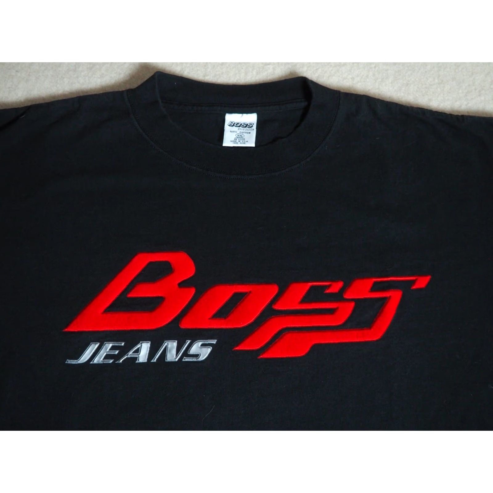 Vintage VTG Boss T-Shirt 2XL Black Crew Neck Short Sleeve Logo 90s 2000s USA Tee Men Size US XXL / EU 58 / 5 - 3 Thumbnail