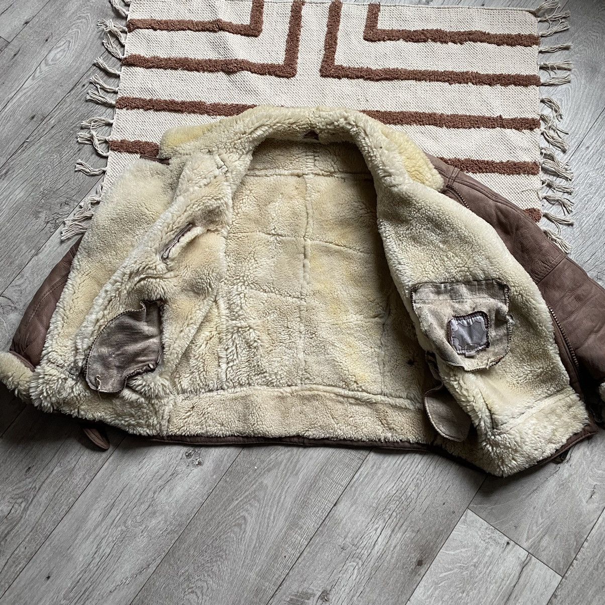Leather RARE ISLAND REPUBLIC 90s HEAVY LEATHER SHERPA AVIATOR JACKET Size US L / EU 52-54 / 3 - 7 Thumbnail