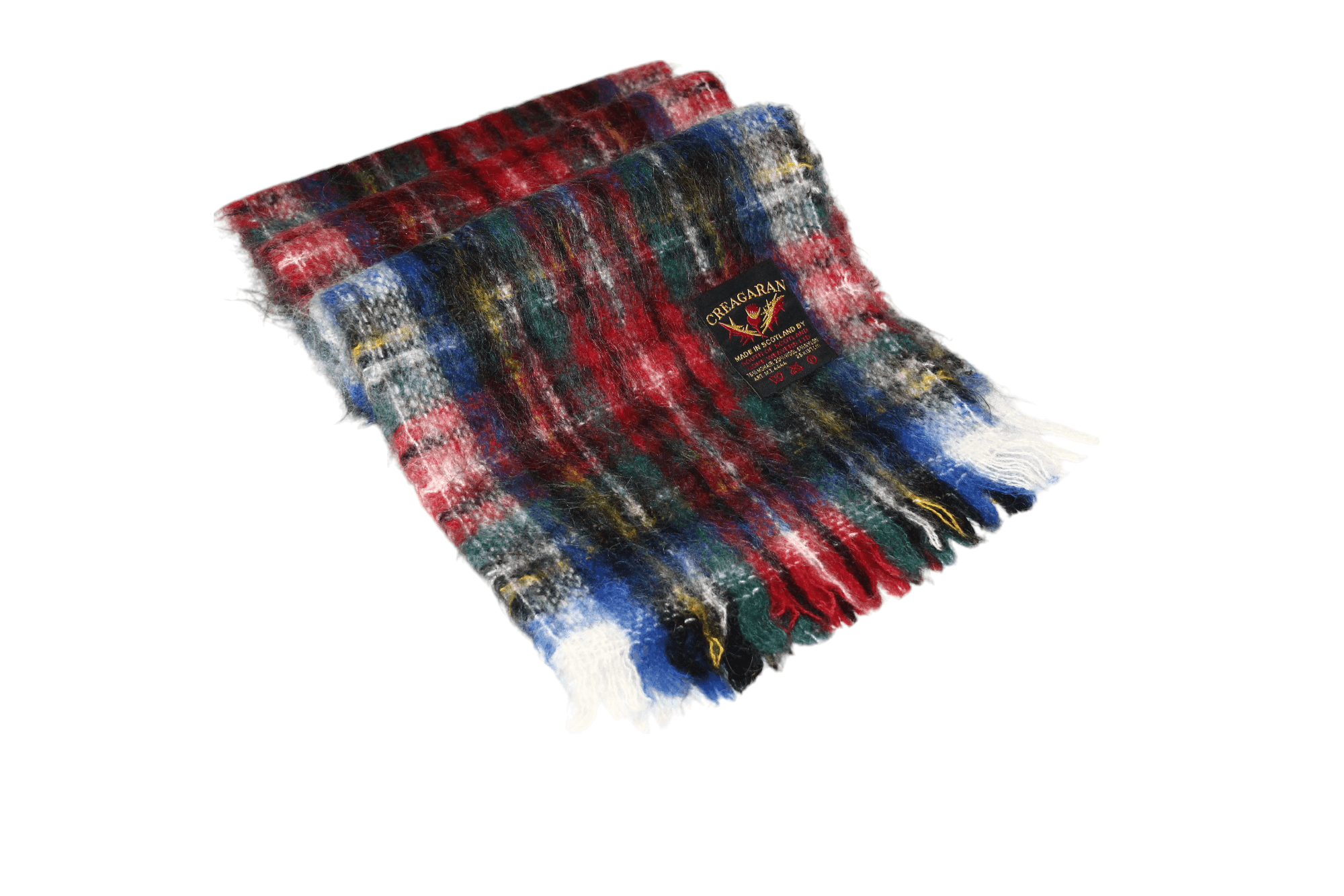 Johnstons Of Elgin Creagaran Scotland Plaid Mohair Wool Scarf 137x25cm Size ONE SIZE - 1 Thumbnail
