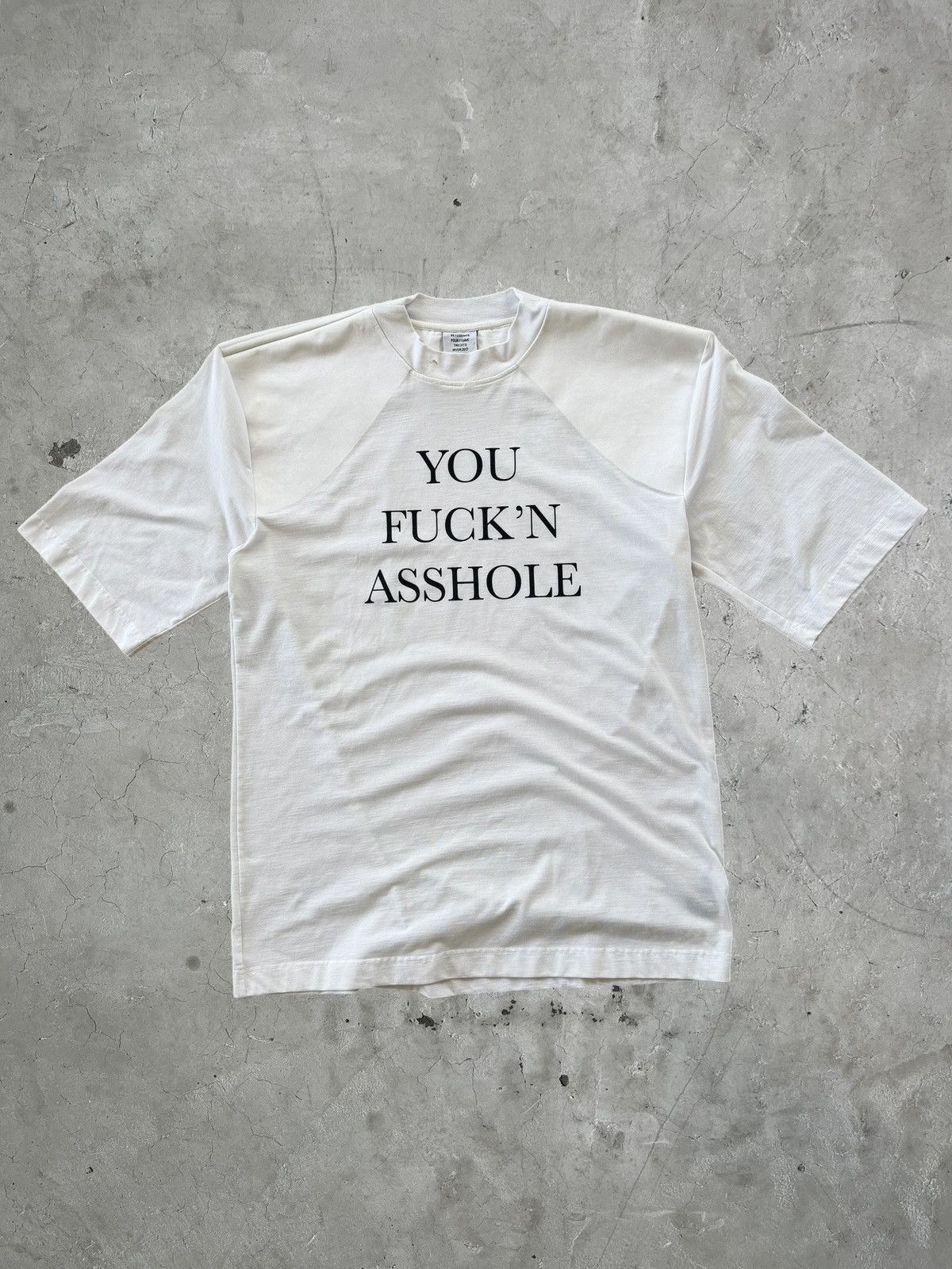 SSENSE × Vetements “You Fuck'n Asshole” Football Shoulder T-Shirt