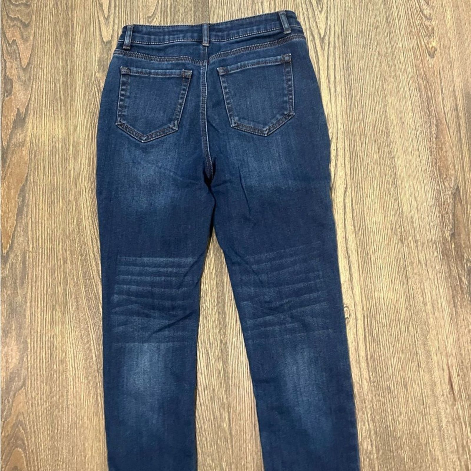 Vintage Copper Key Skinny Jeans High Rise Whisker Denim Stretch Sz 7 Size 30" / US 8 / IT 44 - 2 Thumbnail