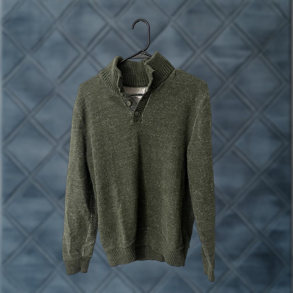 Gap VINTAGE Gap Mens Medium Green 1/4 Button Long Sleeve Knit Sweater Adult M Knit Top Pullover Button Crew Neck Mens Size US M / EU 48-50 / 2 - 1 Thumbnail