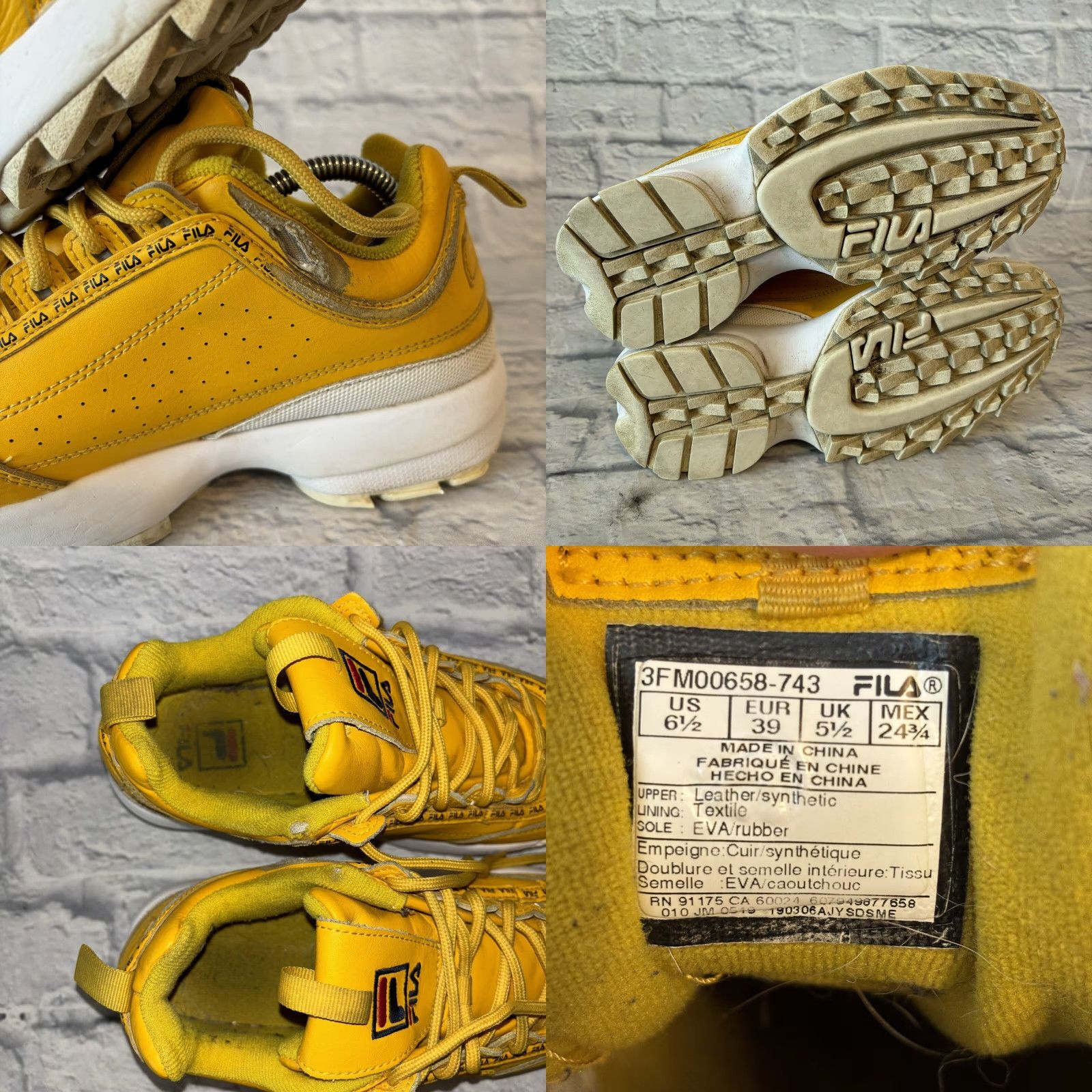 Fila FILA Disruptor 2 Premium Repeat 3FM00658-743 Canary Yellow Men Sz 6.5 / Women 8 Sneaker Shoes Athletic Size US 6 / IT 36 - 9 Thumbnail