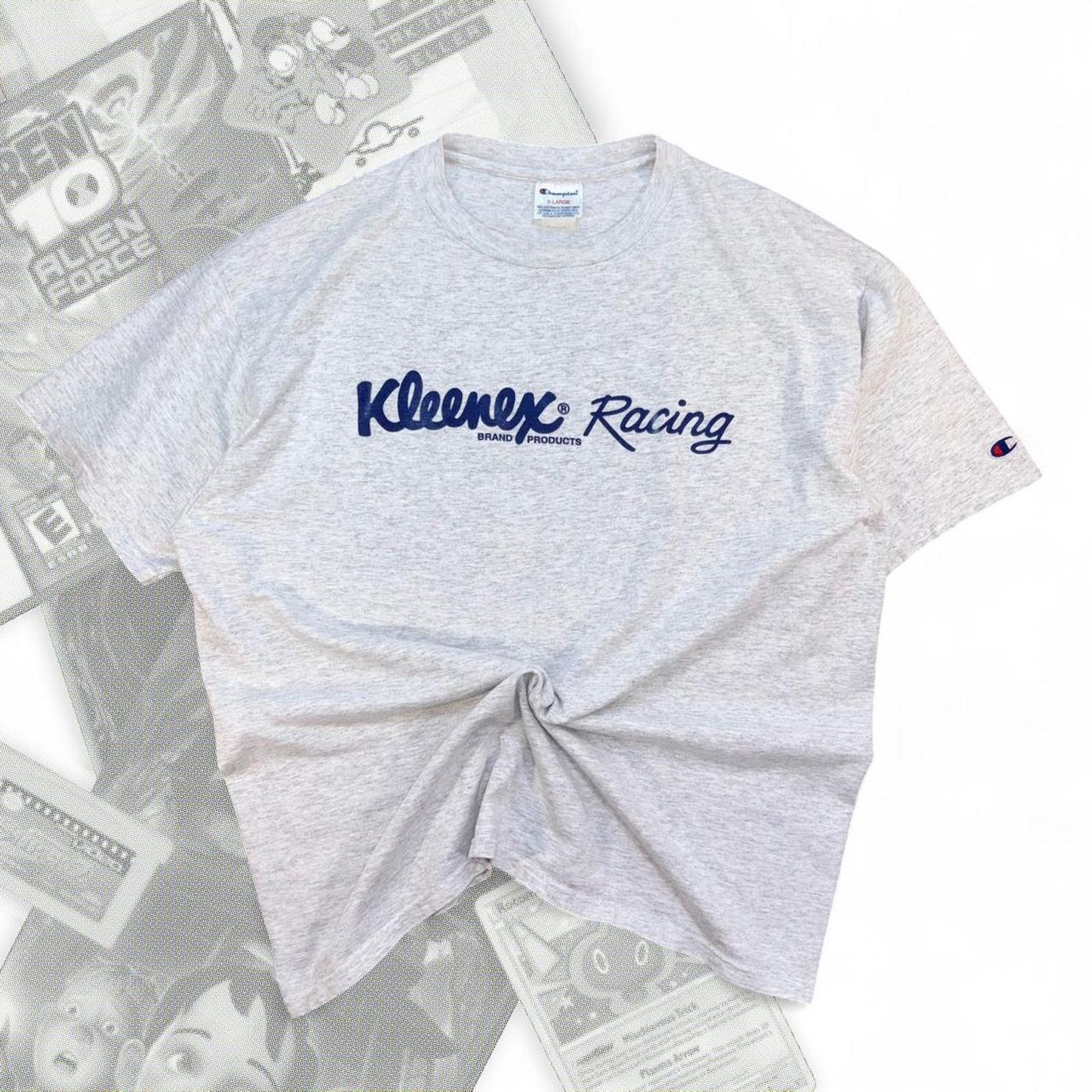 Champion Gray Vintage 90’s Champion Kleenex Racing Graphic Tee Size US XL / EU 56 / 4 - 2 Thumbnail