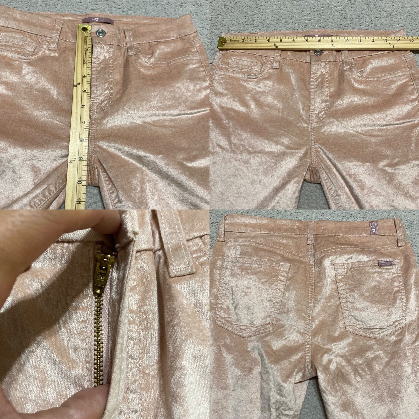 7 For All Mankind 7 For All Mankind Jeans Womens 29 Pink Velvet Mid Rise Skinny 28 In Inseam Size 29" - 8 Thumbnail