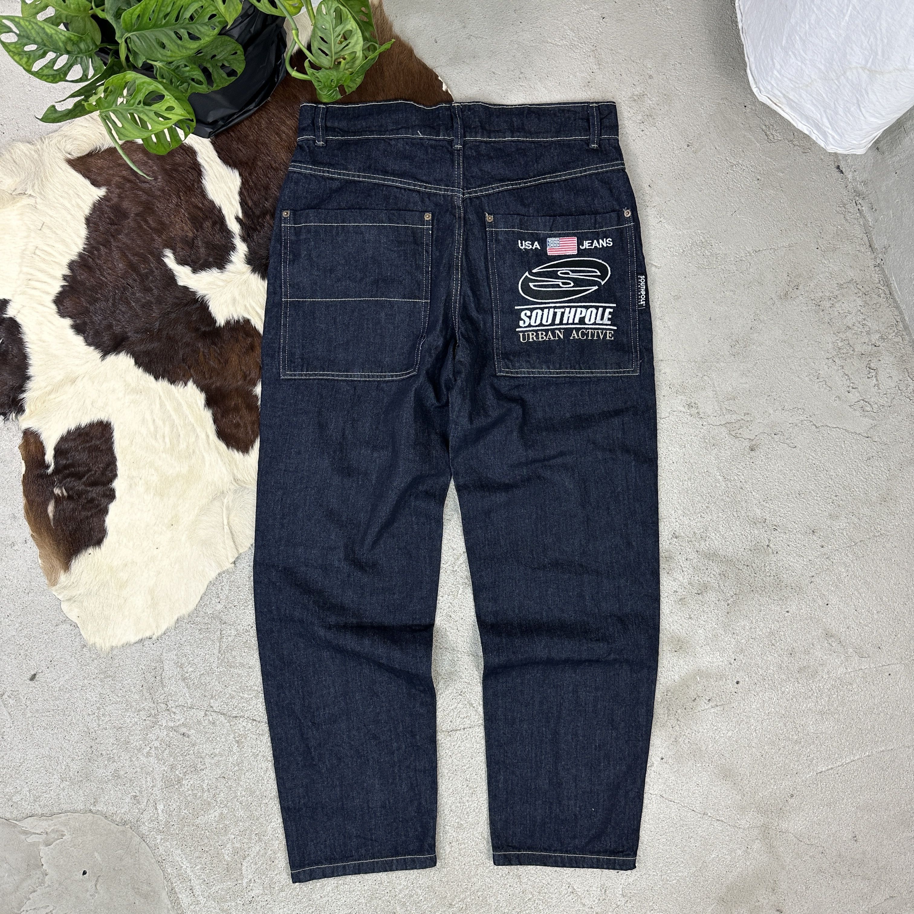 Ed Hardy × Southpole × Vintage Crazy vintage y2k black baggy embroidered jeans grunge skate Size US 30 / EU 46 - 2 Thumbnail