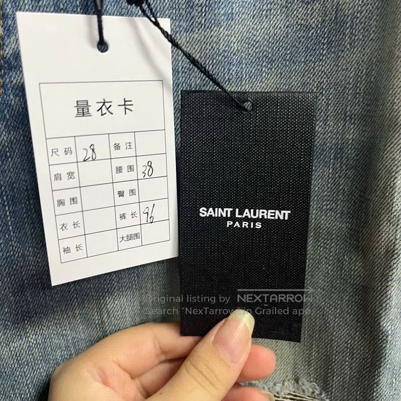 Saint Laurent Paris Saint Laurent Paris Classic Blue Washed Destroyed Mid Rise Size US 28 / EU 44 - 2 Thumbnail