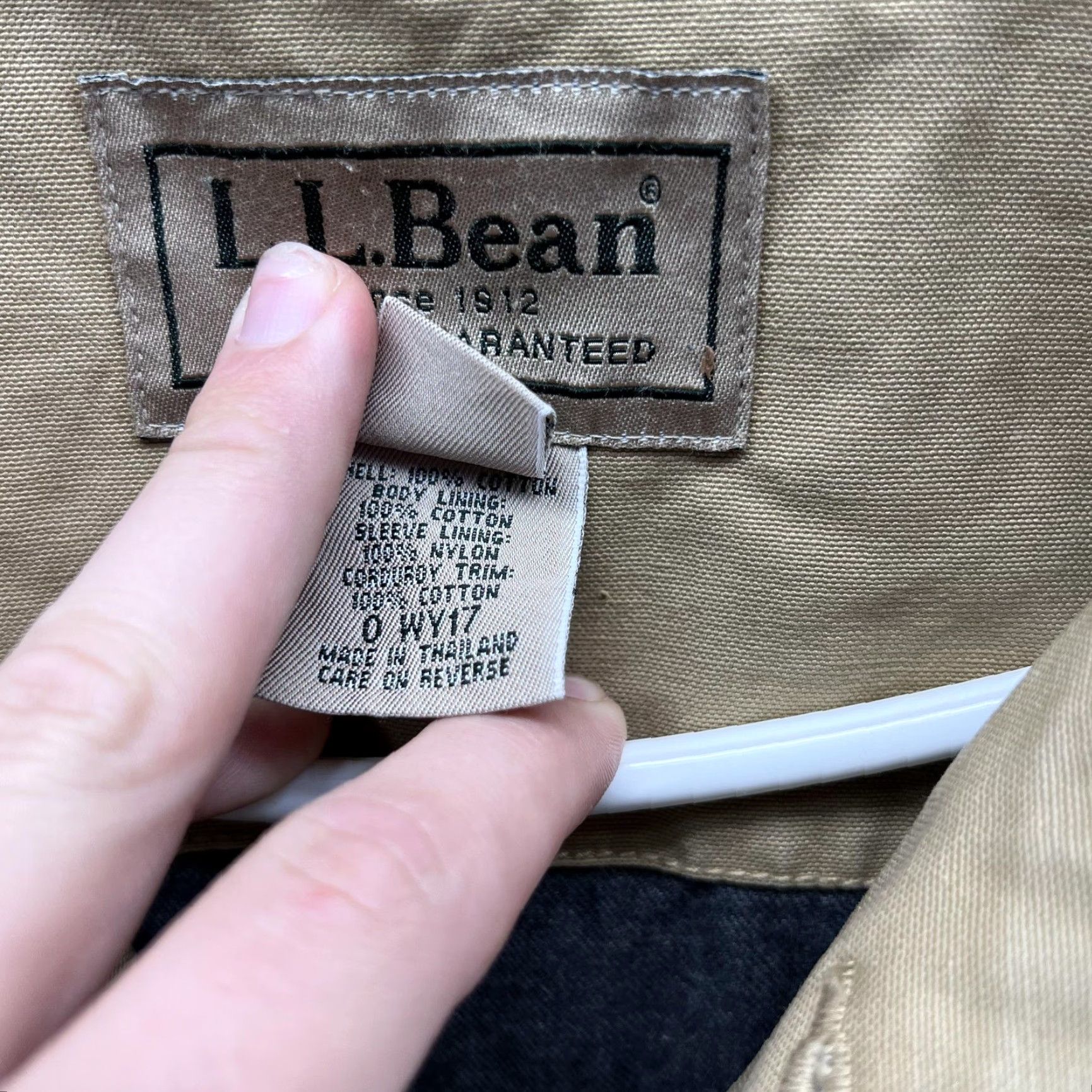 Vintage L.L.Bean Coat Mens XLT Beige Canvas Field Barn Corduroy Collar Lined Workwear Size US XL / EU 56 / 4 - 2 Thumbnail