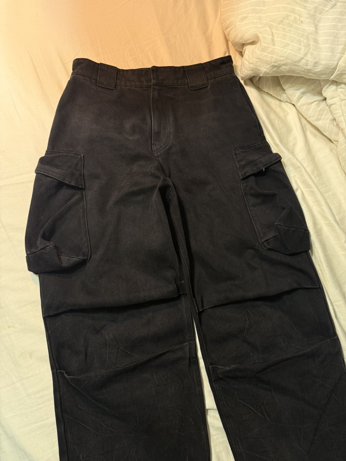 WE11DONE WE11DONE Black Washed Loose Fit Denim Cargo Pants Size US 32 / EU 48 - 1 Thumbnail