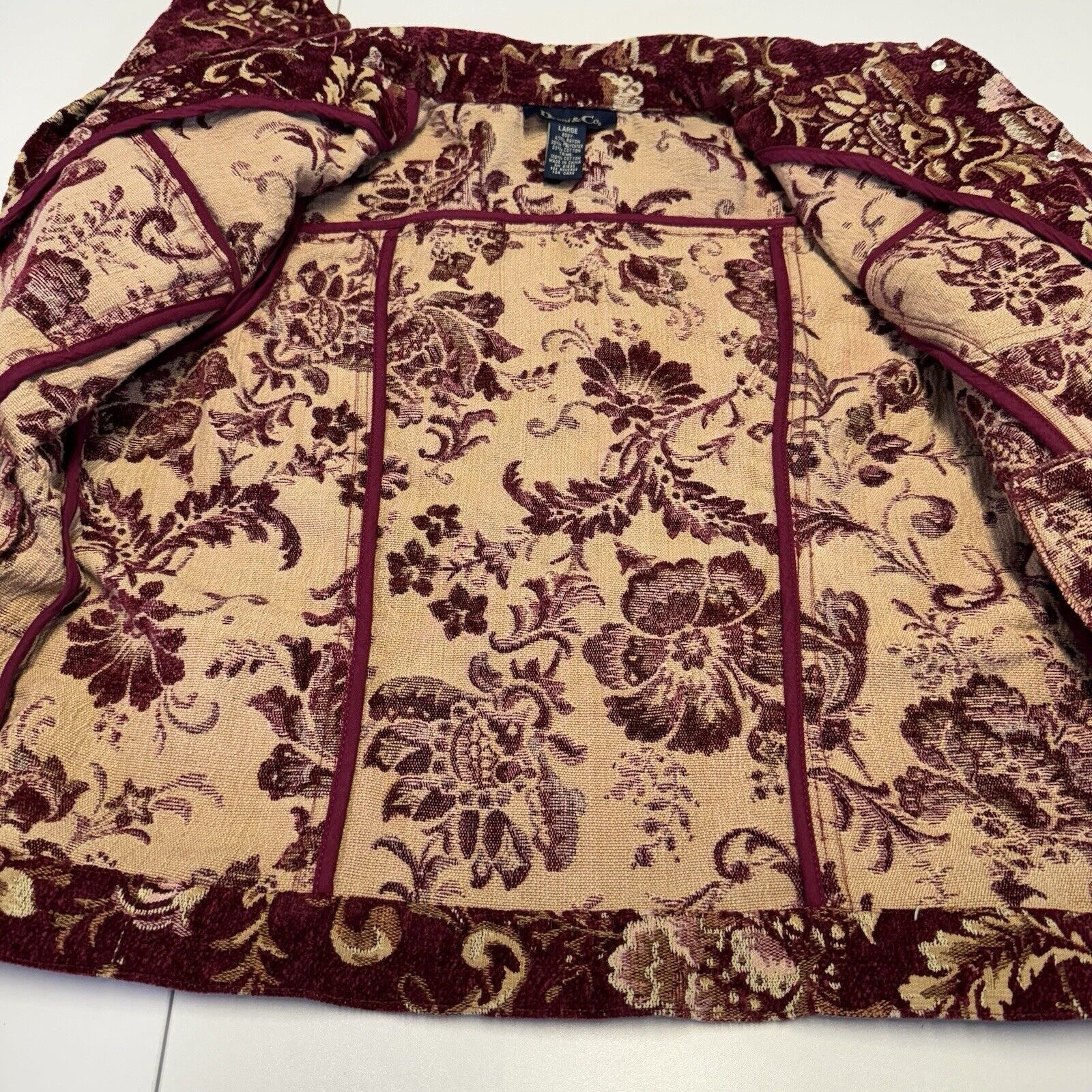 Denim & Co. Denim & Co Floral Brocade Womens Jacket Size Large 20x23 Red Size L / US 10 / IT 46 - 7 Thumbnail