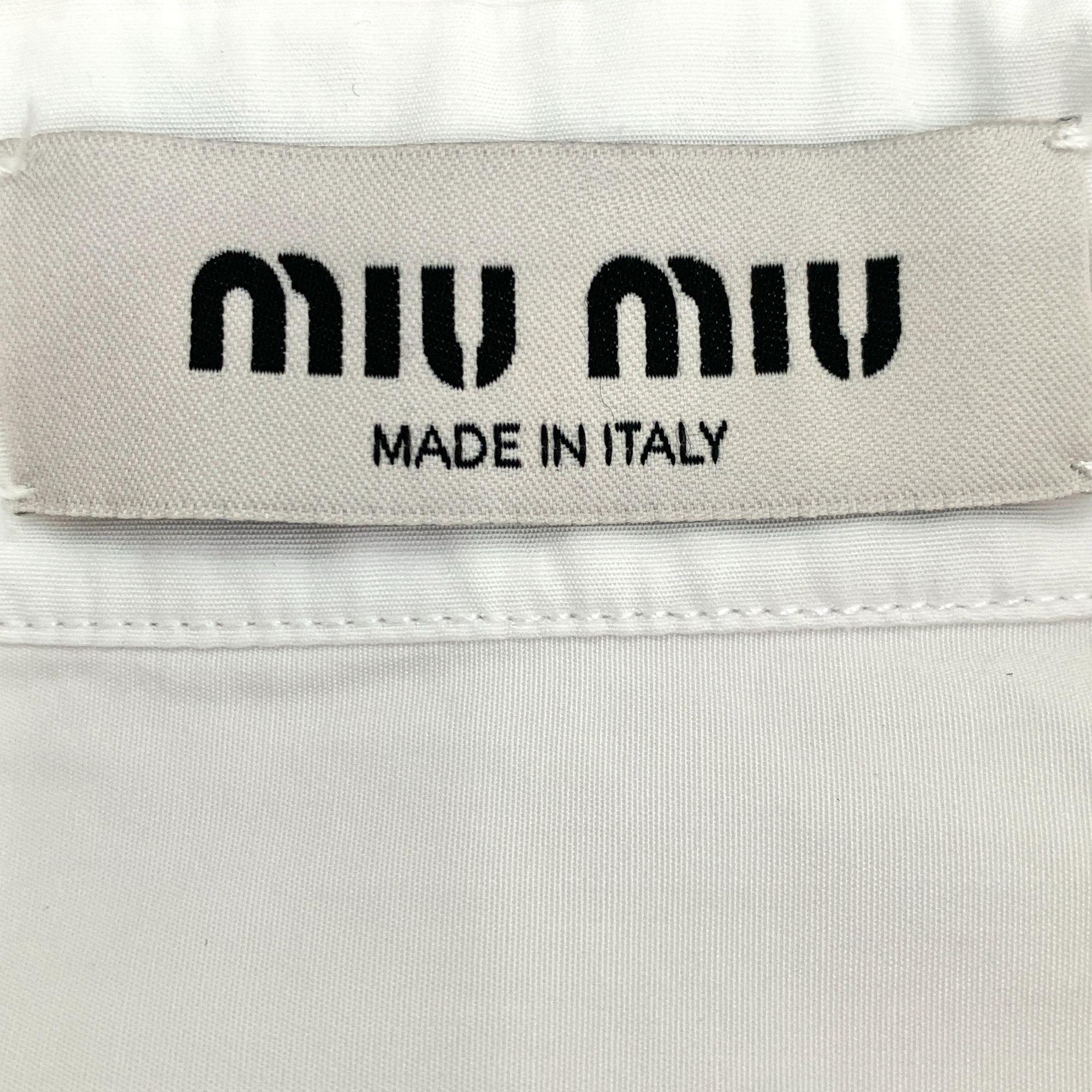 Miu Miu Miu Miu 2022 White Embellished Letter Embroidery Cotton Polo Size M / US 6-8 / IT 42-44 - 2 Thumbnail