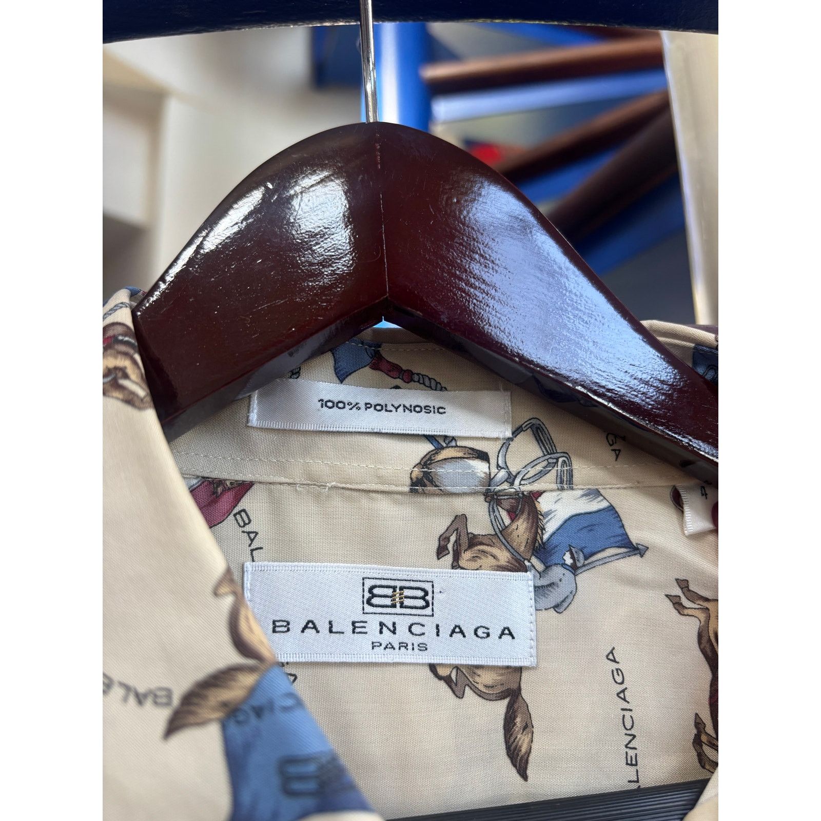Balenciaga Balenciaga Paris Tan Horse Print Shirt (L) Size US L / EU 52-54 / 3 - 3 Thumbnail