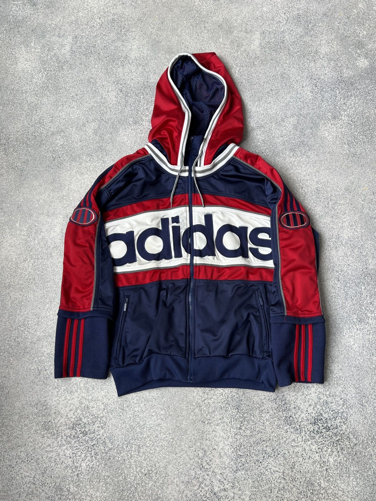Vintage Adidas big logo 90s style zip hoodie
